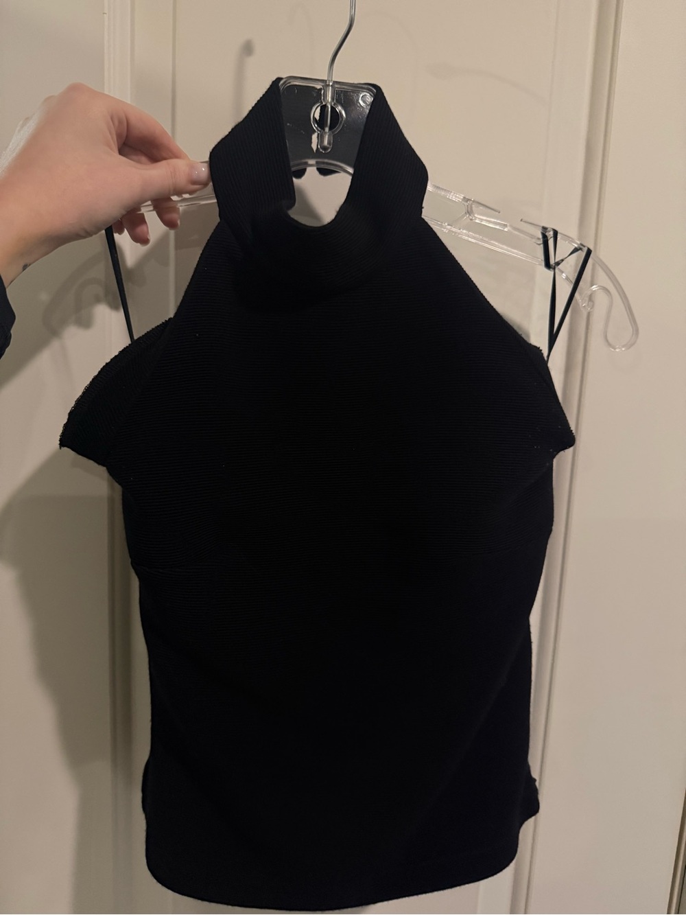 NBD Black Sleeveless Turtleneck Sweater Top